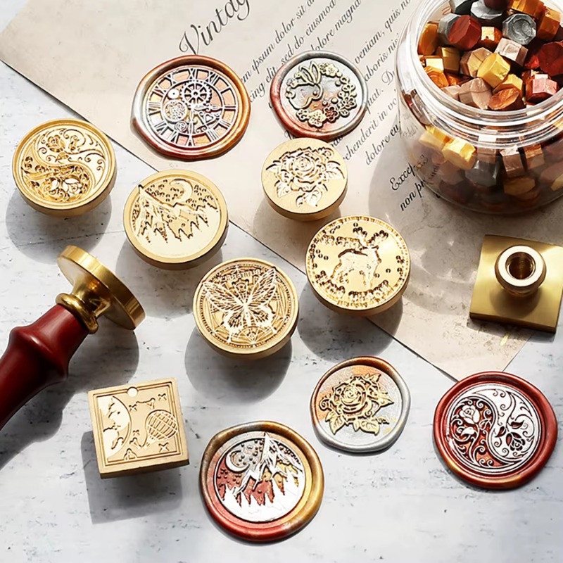 Wax Seal Stamp Kit - 9 Wachssiegel + 1 Griff, Wachssiegel-Set,