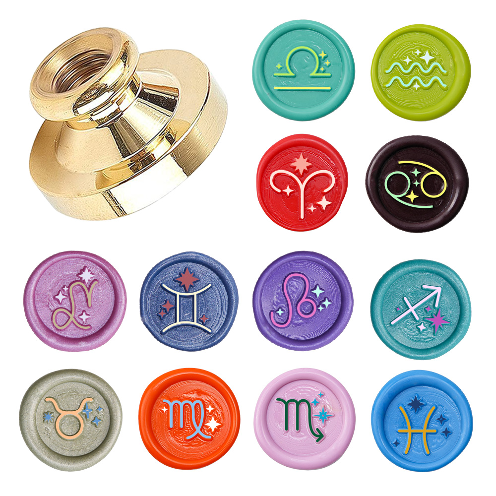 Wax Seal Stamp Kit - Sternzeichen Wachssiegelstempel, Wachssiegelstempel, austauschbare Messingstempelköpfe zum