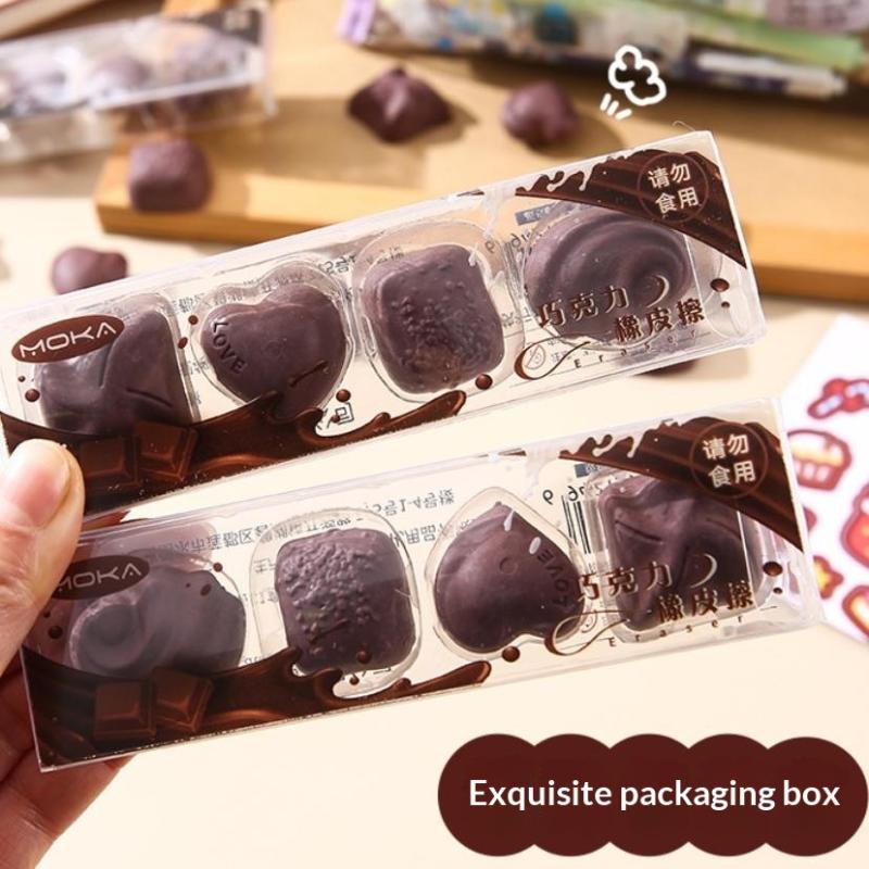 Office Supply Office Stationery Items - ۞ 4er-Pack Kreative Simulierte Schokoladen-Radiergummis, Kawaii