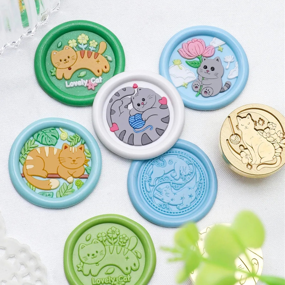 Wax Seal Stamp Kit - Katzenserie, 25 mm Kapitel, Wachssiegel, süßer